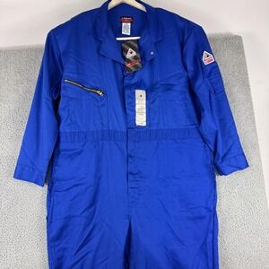 Bulwark Flame Resistant Coveralls Mens 52 Regular Blue CAT 2 NFPA 2112 CLD4RB3‎